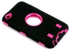 A mosoly az Esetben Teljes Védelem Esetben Fekete, Pink iPod Touch 4 4G iTouch 4 4G övcsipesz Tok (it-Fekete-Pink)