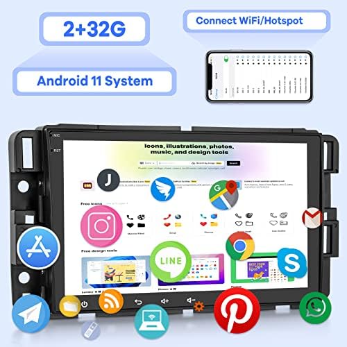 [2G+32G] Android 11 Dupla Din Függőleges Autó Sztereó Vezeték nélküli/Vezetékes Apple Carplay & Android Auto, 9,7 hüvelykes Érintőképernyős