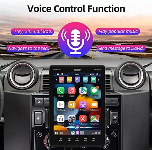 Podofo Függőleges Autó Sztereó Egységes Din Apple CarPlay, HD 9.5 Függőleges érintőképernyő Autó Sztereó Rádió, Bluetooth, hangvezérlés,