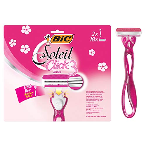 BIC Egyszerűen Soleil Kattintson a Nők Eldobható Borotva, Rózsaszín, 18 Csomag