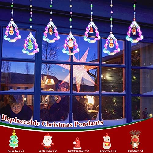 Karácsonyi Ablak Fények ,8 Vaku Mód LED-Ablak Függöny Világítás Dekoráció,10 Db 3D függő Lámpák Karácsony,USB Vezérlés 10ft