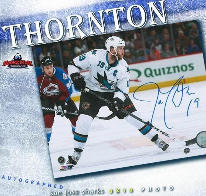 JOE THORNTON Aláírt San Jose Sharks 8 x 10 - Fotó 70298 - Dedikált NHL-Fotók