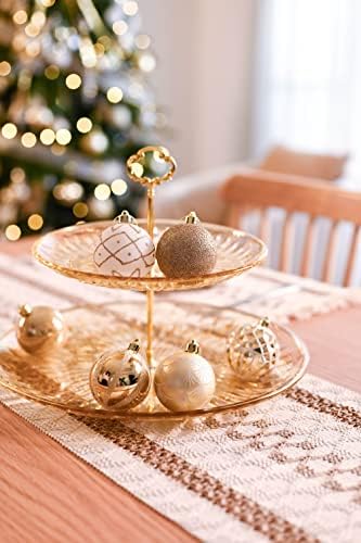 Valerij Madelyn Fehér Arany Karácsonyi Dekoráció Csomag (3 Db) 30 Karácsonyi Labdát Díszek + 48 hüvelyk karácsonyfa Szoknya