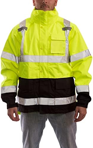 Tingley Standard Ikon Magas Láthatósági Kabát a Csatolt Hood, Fluoreszkáló Narancs-vörös/Fekete, X-Large