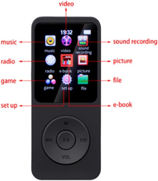 Bluetooth MP3 MP4 Sport Hangszóró zenelejátszó Elektronikus Könyv, Rádió Magnó HiFi Hordozható Hang Walkman Digitális Audio (Fekete,32GB)