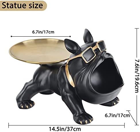 Nagy a Szája francia Bulldog Dekoráció, Fekete Bulldog Szobrok, lakberendezés, Butler Szobor, A Tálca Tároló Kulcs Birtokosa Candy