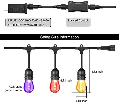 TPS Power Sport Vízálló, Beltéri, Kültéri RGB LED-es Terasz String Fények a Kertben Cookouts GRILL & Buli, Összejövetel, Rendezvény