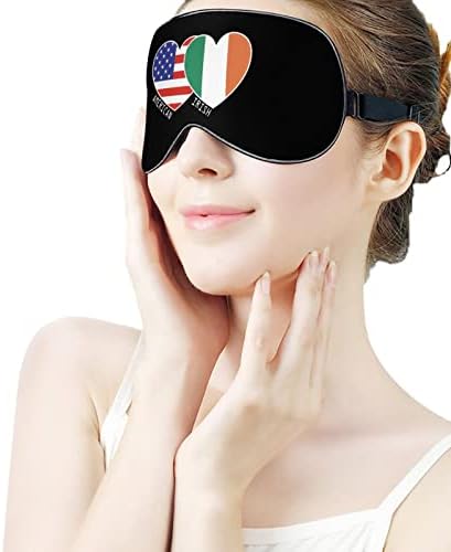 Ír-Amerikai Zászló Szív Szem Maszk, Állítható Pánt a Férfiak, mind a Nők Éjszakai Alvás Utazási Nap