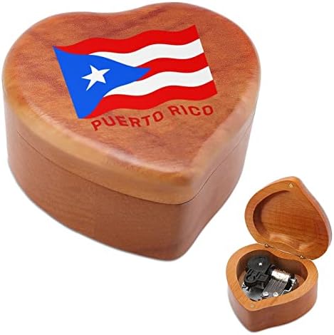 Puerto Rico Zászló Erdős Zene Dobozok Vintage Vésett Szív Zenei Doboz Ajándék Karácsonyra, Valentin születésének Évfordulója