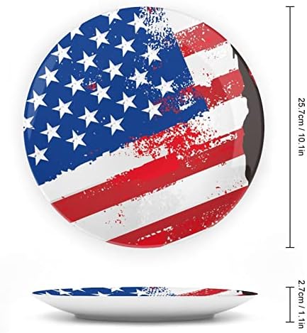 Amerikai Zászló, Szabadság Személyre szabott Kínai porcelán Egyedi Kerámia Díszítő Lemezek Haza Kerek Lemez Kijelző Állni 10inch
