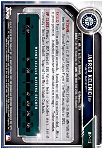 2019 Bowman Kilátások BP-13 Üveges Kelenic RC Újonc Seattle Mariners MLB Baseball Trading Card