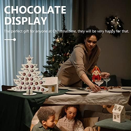 FOMIYES Tároló Fiókok Fából készült Csokoládé Állni Karácsonyi Cukor Adventi Naptár karácsonyfa Alakú Csoki Kijelző Rack Fa Állvány
