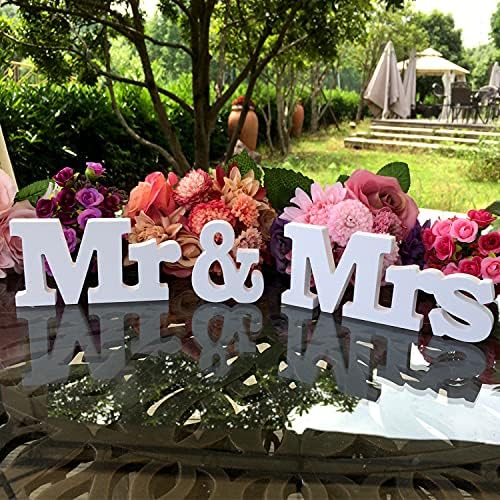 Alnicov Mr and Mrs Jel,Kis Méret Mr & Mrs Esküvői Kellékek PVC Leveleket Esküvői Asztal Fotó, Party Kellékek Táblázat Felső Vacsora Dekoráció(Fehér)