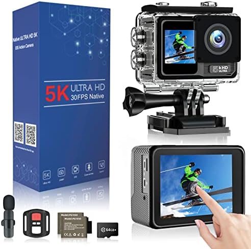 5K 24MP Akció Kamera, Ultra HD 131FT Víz alatti Kamerák Dual Touch kijelző, Vízálló Kamera Vezeték nélküli Mikrofon, mind a Távirányító