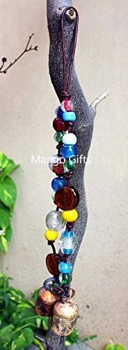 Mango Ajándékok Rusztikus Vas Dekoratív Harangok a Többszínű Üveg Gyöngyökkel 32 cm-es Hosszúság