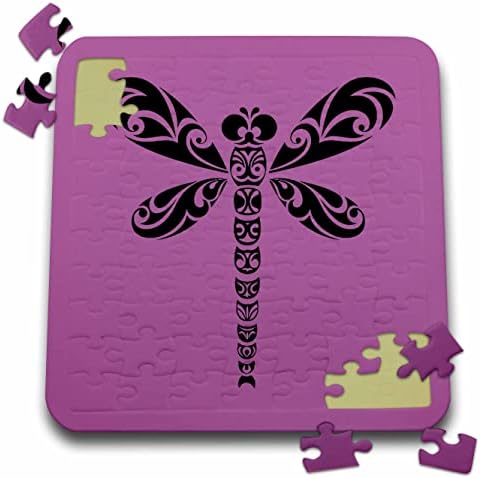 3dRose Szitakötő Fekete Törzsi Tetoválás Stílusú Művészet Rózsaszín - Puzzle (pzl_355575_2)