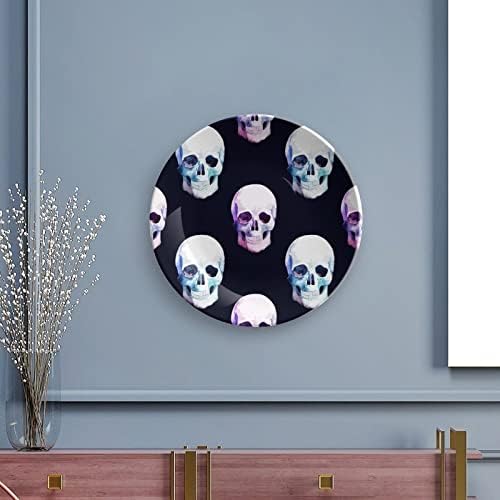 Akvarell Koponya Régi porcelán Dekoratív tábla Display Állvány Aranyos Lemez Ajándék lakberendezés