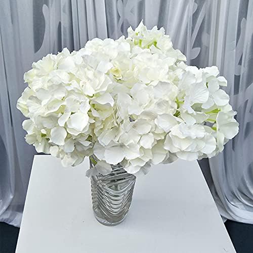Hinyo 28 Db Nagy Selyem Hortenzia Virág művirágok 8 inch Hortenzia Fej szár,Használt Haza Esküvő Party Dekoráció (Fehér)