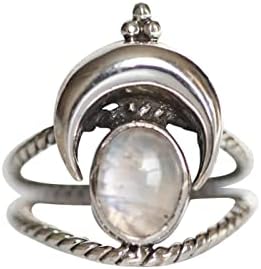 Yistu Rozsdamentes Acél Gyűrűk Nők Kreatív Bohém Vintage Gyűrű Divatos Női Fél Gyűrű Ékszer Nők számára (Ezüst, 7)