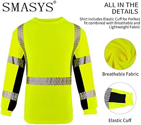 SMASYS munkavédelmi póló, 2. Osztály Magas Láthatósági Fényvisszaverő Hosszú Ujjú, Építési Munkaruházat a Férfiak, mind a Nők