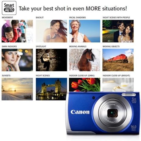 Canon PowerShot A2600 AZ 16.0 MP Digitális Fényképezőgép, 5x Optikai Zoom, Full HD 720p Videó Felvétel (Kék)