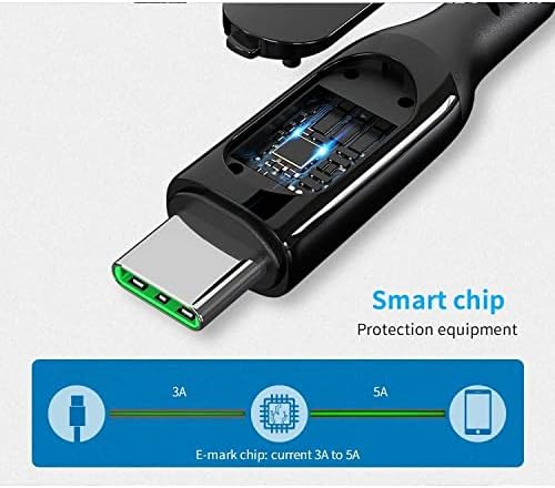 BoxWave Kábel Kompatibilis Chainway C71 - PowerDisplay PD-Kábel (6 láb) - USB-C-USB-C (100W), LED Kijelző, 6 Láb PD Fonott Nylon Kábel Chainway