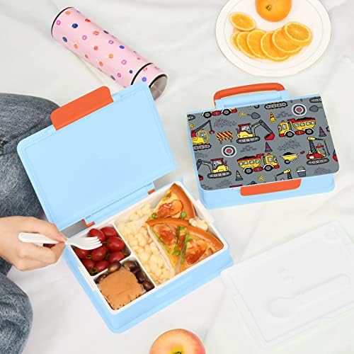 MCHIVER Teherautók Bento Box Felnőtt Ebéd Doboz Kezelni Hordozható Gyerekek Ebéd Tartály Kanalat, Villát, Szivárgásmentes Bento