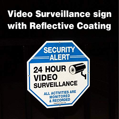Videó Felügyeleti Jel,Biztonsági Kamera Jel, 12x12 Biztonsági Riasztás 24 Órás Videó Megfigyelő Fém Tábla,Mind a Tevékenységek Nyomon