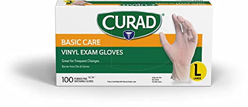 Curad - CURVT3RH alapellátás Vinil Egyszerhasználatos Vizsga Kesztyű, Nagy (Csomag 300)