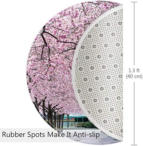 HEOEH Sakura Rózsaszín Utca, Csúszásmentes Lábtörlő 15.7 Kerek Szőnyeg, Szőnyegek Szőnyeg Gyerekeknek Hálószoba Baba Szoba Játszani Szoba