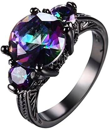 2023 Új Eljegyzési Kerek Vágott Zircons Nők Esküvői Gyűrű, Ékszerek, Gyűrűk, a Nő Teljes Gyémánt Női Gyűrű 1989 Gyűrű (Fekete, 7)