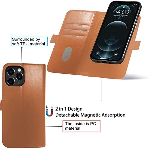 wopin iPhone 12 Pro Max Tárca Esetében [RFID-Blokkoló] Kártya Slot Állni Mágneses Bezárása, Védő PU Bőr [Ütésálló TPU] Flip Cover Kompatibilis