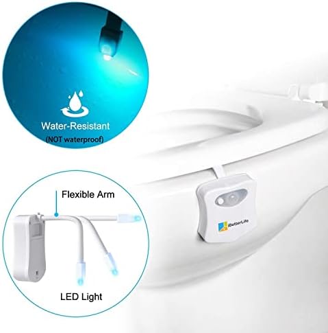iBetterLife Wc-Éjszakai Fény mozgásérzékelővel Az Eredeti LED 8 Szín Wc-csésze Lámpa mozgásérzékelős, világít a Wc-Ülőkét, a Szín, A