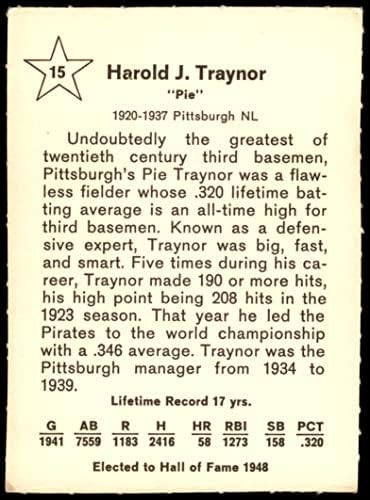 1961 Arany Nyomja meg a 15 Pite Traynor Pittsburgh Pirates (Baseball Kártya) EX/MT Kalózok