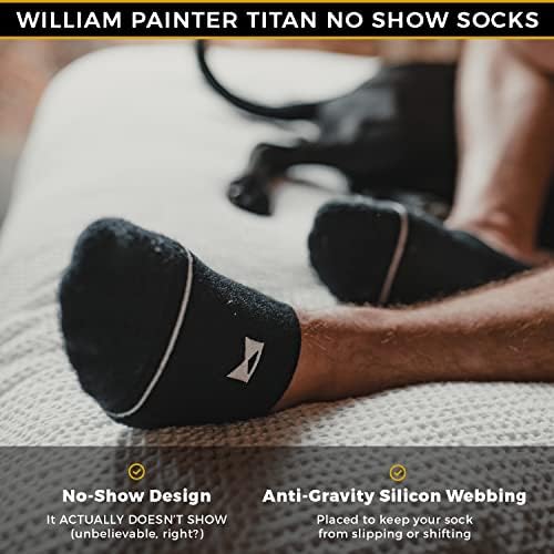 William Festő Titán No Show Zokni, Fekete, Nem-Csúszásmentes, Kényelmes, Puha