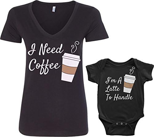 Threadrock Kávé & Latte Csecsemő Body & Női V-Nyakú Póló Szett