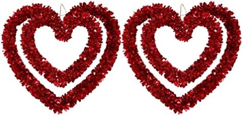 ABOOFAN 2db Piros Szív, Csillogó Füzér Valentin Napi Szív Alakú, Csillogó Füzér Valentin-Nap Esküvő Party Dekoráció