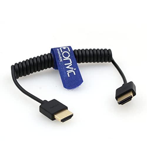 Eonvic 2.0 HDMI Spirál Kábel 4K HDMI-HDMI Kábel Nagy Sebességű Vékony HDMI férfi Férfi Extender Spirál Kábel Atomos Ninja V, Sony