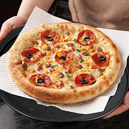 Luxshiny Pizza Kemence 4db Beltéri Pizza Pan Lyukak Nonstick szénacél Pizza Tálca Bakeware Főzés Lap Konyhai tepsiben Z Lap az Otthoni