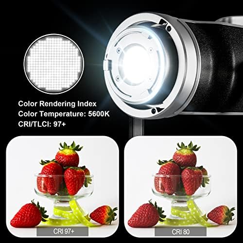 GVM 300W Videó Lámpa Készlet, CRI 97+ 5600k, 91500Lux@1m,Fotózás Világítás a Bowens-Hegy, az APP-Ellenőrző Rendszer/DMX, Lámpás Softbox