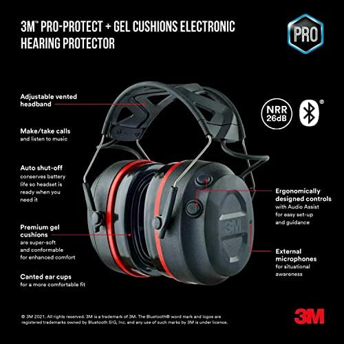 3M Pro-Kommunikációs Elektronikus hallásvédő Bluetooth Vezeték nélküli Technológiával, illetve Külső Mikrofon, Bluetooth Fejhallgató, NRR 26