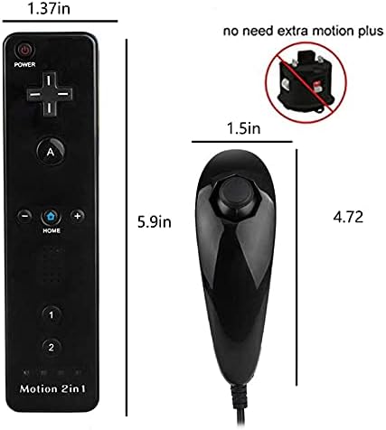 Soanufa 2 Csomag Wii Motion Plus Vezérlő Beépített Motion Plus, 2 Wii Nunchaku Kompatibilis a Wii/Wii U Konzol (Rose Gold + Világos