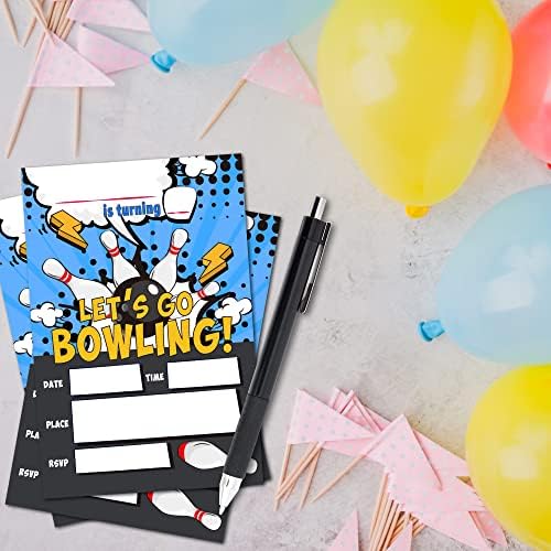 ZIIUFRN Bowling Szülinapi Meghívókat A Borítékok(4 X 6), 20 Beállítja, hogy Menjünk Bowling Tizenéves Töltse ki A Szülinapi Bulira,