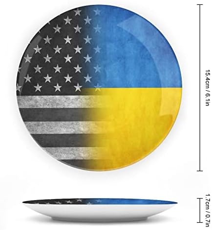 Évjárat ukrán Fekete Ameriacn Zászló Kerámia-porcelán Díszítő Lemezek Állni Lógó Dísz Tányér
