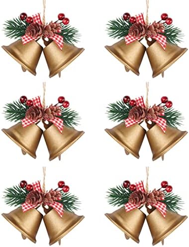 Arany Jingle Bells Karácsonyi Dekoráció 6DB Fa, Retro Lógó Csengő Díszeket Kézműves karácsonyi Parti Szezon Dekoráció