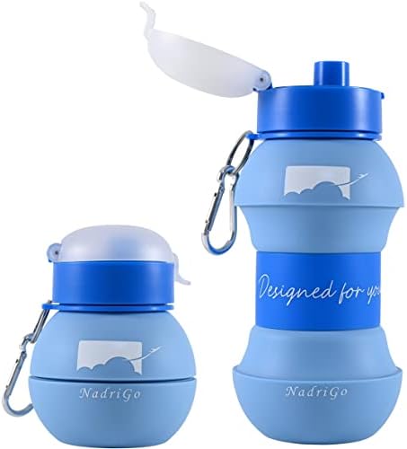 NadriGo Összecsukható vizes Üveg - 18.6 oz, BPA mentes, Mosogatógépbe-biztonságos, Szivárgásmentes, Újrafelhasználható Kupa, Utazás,