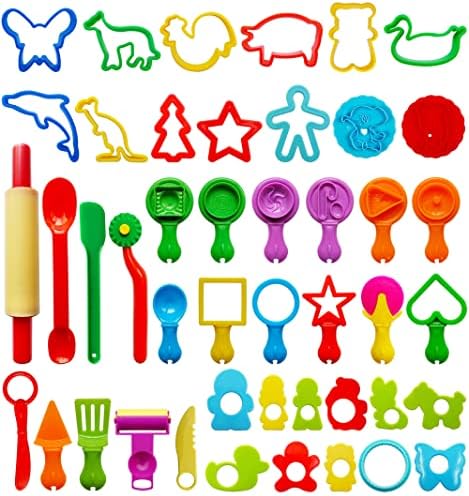 FRIMOONY Tésztát Eszközök Beállítása, a Gyerekek, a Különböző Műanyag Formák, Vegyes Színek, 45 Db