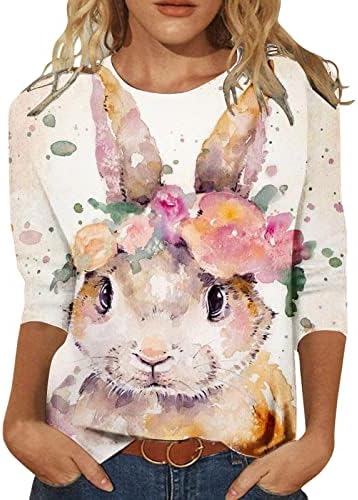 Húsvéti Pólók Női Alkalmi 3/4-Es Ujjú, Aranyos Nyuszi Grafikus Tshirt Trendi Wokout Tunika Maximum 2 Póló