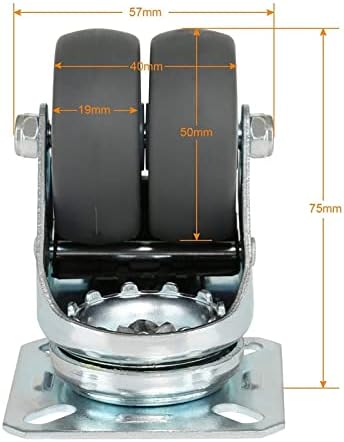 VIEUE, görgők, 4 X, nagy teherbírású Forgó Görgők 50mm Fékkel A Kocsi Bútor (Szín : Fekete, Méret : 1.5 Inch)
