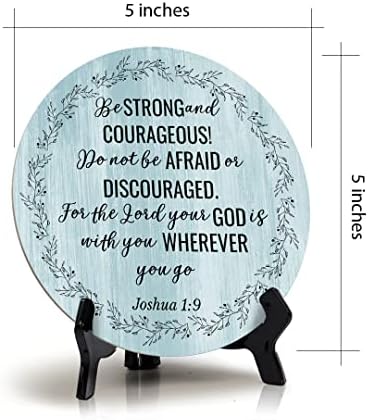 Légy Erős, Bátor! Józsué 1:9, Kék Fa Színű Kör Asztal Alá (5 X 5)